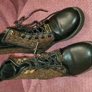 Michael Kors Black and Brown Lace-Up Boots